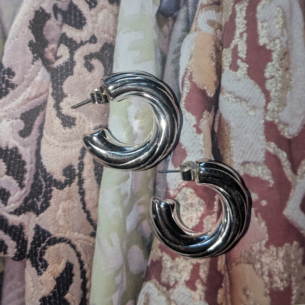 Chunky Silver Hoops